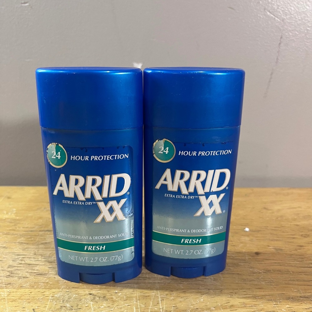 Arrid XX Deodorant 2.7oz Blue Fresh Vtg 90s Extra Extra Dry 2 Pack